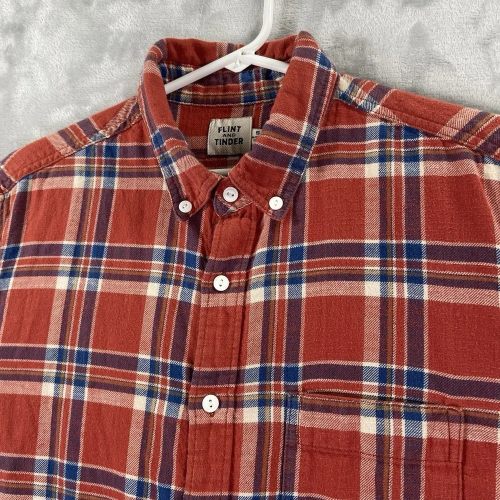 Flint and Tinder Shirt Mens Small Flannel Button Down Huckberry Plaid Cotton
